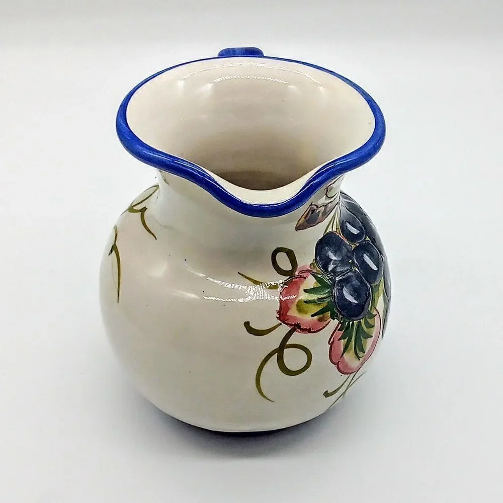Hand-Painted Italian Grapes Small Ceramic Pitcher